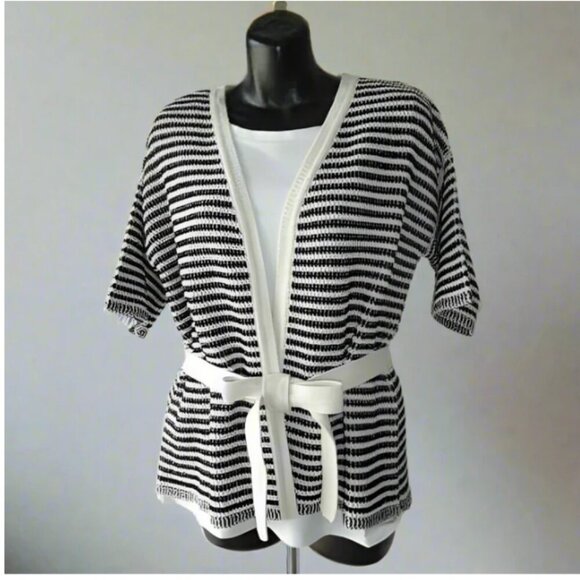 MaxMara Weekend Summer Cardigan Womens XS Stripe Cotton Linen Sweater - Picture 1 of 7